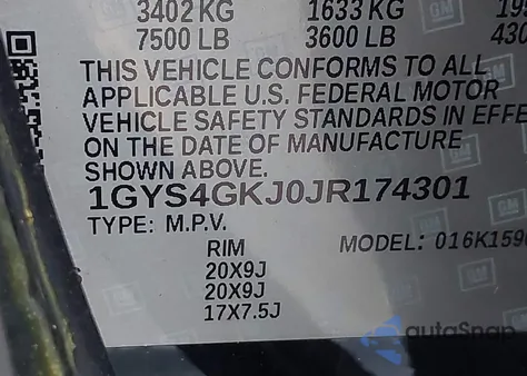 2018 Cadillac Escalade Esv Standard from USA, damaged, VIN 1GYS4GKJ0JR174301